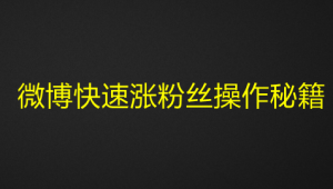 微博快速涨粉丝操作秘籍-志哥资源网