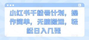小红书千粉号计划，操作简单，无脑搬运，轻松日入几张-志哥资源网